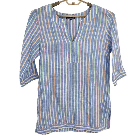 Michael's Womens 100% Tunic Top Dress Coverup StripeSize Medium NEW - Picture 1 of 8